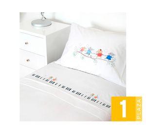 Juego de sábanas 1 plaza 200 hilos Músicos blanco