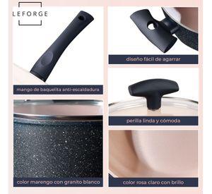 Bateria Cocina Ceramica Granito Antiadherente 8 Piezas Rosa Marengo