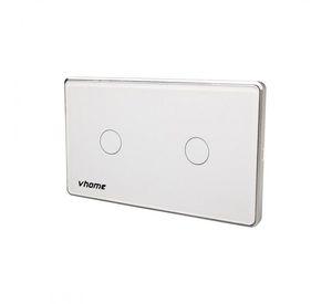 Interruptor Wifi RF Vhome Vector Design SN Sin Neutro Touch 2 Canales Compatible Con Google Home y Alexa