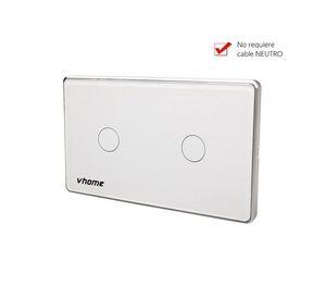 Interruptor Wifi RF Vhome Vector Design SN Sin Neutro Touch 2 Canales Compatible Con Google Home y Alexa