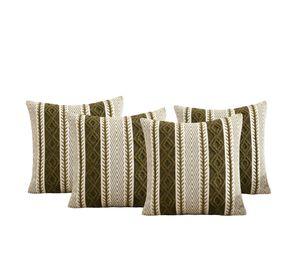 PACK DE 4 FUNDAS DE COJIN ESTILO ETNICO COLOR MARRON