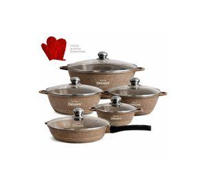 Juego de Ollas 12 Piezas Granito Royal Dessine color Beige