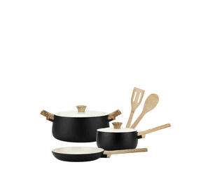 Batería Cocina Aluminio Forjado 7pzas Negra Biela