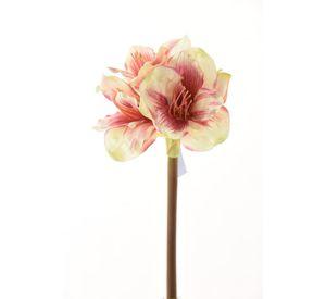 Amaryllis Rosa/Blanca 68cm Artificial | Estilo Natural para Interiores y Vitrinas