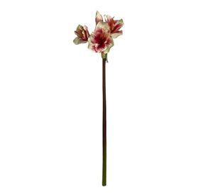 Amaryllis Rosa/Blanca 68cm Artificial | Estilo Natural para Interiores y Vitrinas