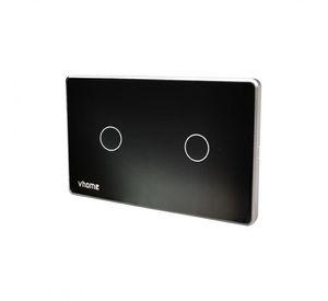 Interruptor Wifi RF Vhome Vector Design LN Black Touch 2 Canales Compatible Con Google Home y Alexa
