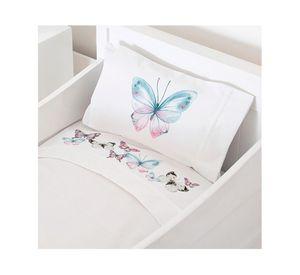 Juego sábanas cuna 200 hilos Mariposas rosadas diseño