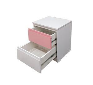 Velador Infantil 2 Cajones Rosa Pastel y Blanco Linea Minimal