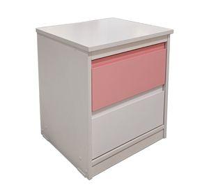 Velador Infantil 2 Cajones Rosa Pastel y Blanco Linea Minimal