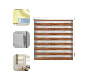 Cortina Roller Jaspeada Duo Zebra Dia Noche 120x240cm Cafe Claro