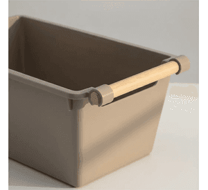 Caja Organizadora Plastica Con Asas De Madera 33x18x14cm
