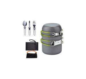 Set 5 Piezas Ollas Cubierto Pegables Ultraligero Camping