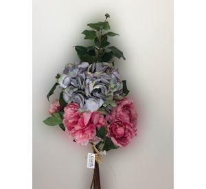 Arreglo con Hortensia Azul/Rosa Artificial | Estilo Natural para Interiores y Vitrinas