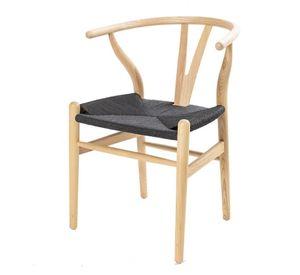 Pack 4 sillas de Madera Wishbone Asiento de cuerda LF9-01 - Natural/negro
