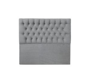 Respaldo de Cama Capitoné Premium Felpa Gris Plata - King