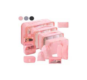 Set de 7 organizadores de equipaje, color rosado