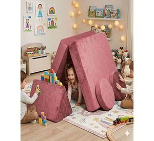 Sofá Modular de Juegos 5 Piezas - Construcción Resistente para Pequeños Arquitectos rosa