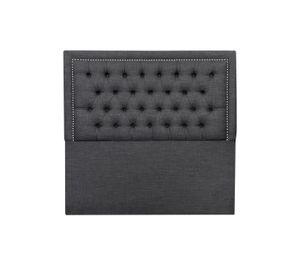 Respaldo de Cama Capitoné Frame Tachas Lino Grafito - 2 Plazas