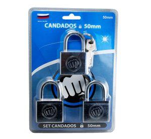 Set de 3 Candados de Acero Inoxidable de 50 mm