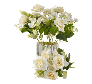 Ramos rosas artificiales pack 2 uds 28 cm