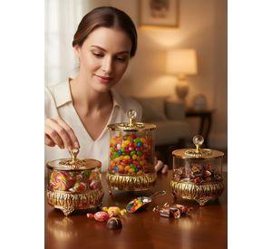 Set 3 Frascos Decorativos Multifuncional Almacenamiento Jhn