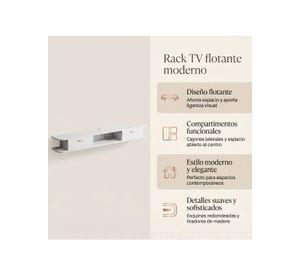 Rack Tv 140x24x18cm Flotante Melamina Homer Design 2 Cajones