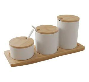 Set 3 Frascos Contenedores Base Bambú Estilo Minimalista Jhn
