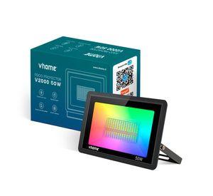 Foco Proyector Wifi RGB Vhome V2000 50W Para Exterior Compatible con Alexa Google