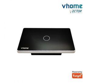 Interruptor Wifi RF Vhome Vector Design LN Black Touch 1 Canal Compatible Con Google Home y Alexa