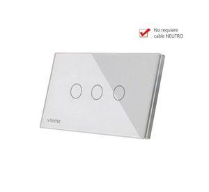 Interruptor Wifi RF Vhome Live SN Sin Neutro Touch 3 Canales Compatible Con Google Home y Alexa
