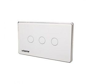 Interruptor Wifi RF Vhome Vector Design SN Sin Neutro Touch 3 Canales Compatible Con Google Home y Alexa