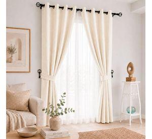 Set Cortina Rustica Con Argolla 8 Piezas Crudo