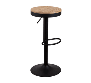 Taburete Regulable Piso Bar Asiento De Madera Negro