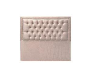 Respaldo de Cama Capitoné Frame Tachas Felpa Beige - Super King