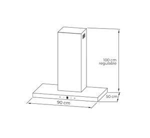 Campana decorativa rectangular Control Touch 60 cm, 3 velocidades