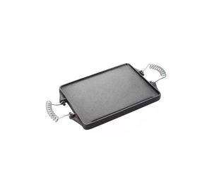 Plancha churrasquera reversible de 27x21 cm, hierro fundido