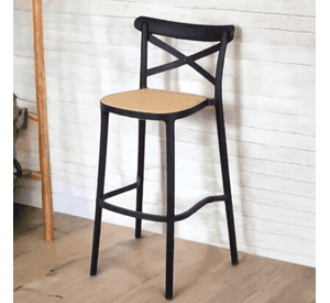 Taburete Piso Bar O Terraza Apilable 76cm Crossback Danubio Venhoouse Negro