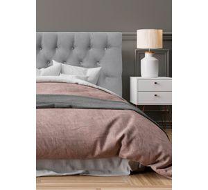 Respaldo de Cama Capitoné Premium Felpa Gris Plata - Queen