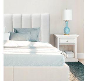 Respaldo de Cama Tubular Vertical Lino Crema - 1 Plaza