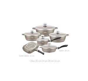 Juego de Ollas Granito 23 piezas Beige - TyK Hogar