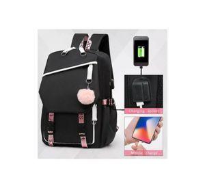 Mochila urbana escolar con interfaz USB auxiliar color negro