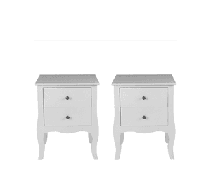 SET 2 VELADORES DORMITORIO GENOVA 2 CAJONES BLANCO