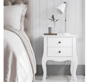 SET 2 VELADORES DORMITORIO GENOVA 2 CAJONES BLANCO