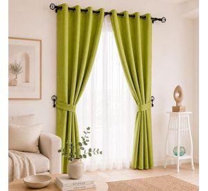 Set Cortina Rustica Con Argolla 8 Piezas Pistacho