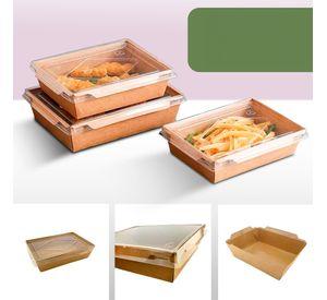 Bandeja Kraft Con Tapa Recipiente Contenedor 900ml 50u