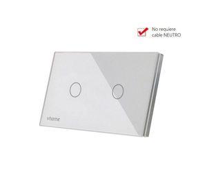 Interruptor Wifi RF Vhome Live SN Sin Neutro Touch 2 Canales Compatible Con Google Home y Alexa