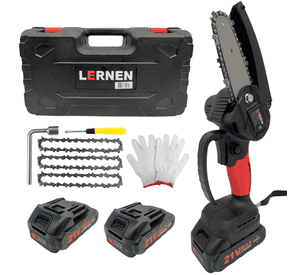 Pack Motosierra Podadora 4 Pulgadas 2 Baterías + Set De 150 Herramientas
