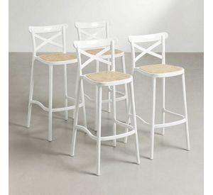 Pack 4 Taburetes Crossback Danubio 66cm Bar/terraza Apilable Blancos