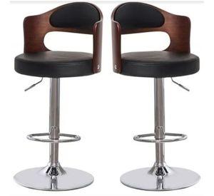 Pack 2 Sillas Taburete Bar Madera Pu con Respaldo Boscco