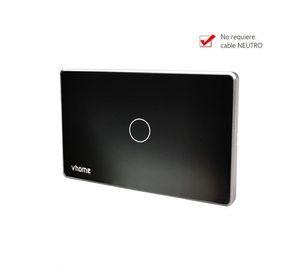 Interruptor Wifi RF Vhome Vector Design SN Sin Neutro Black Touch 1 Canal Compatible Con Google Home y Alexa